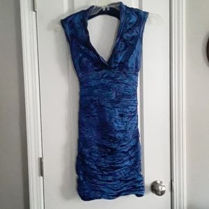 Nicole Miller blue scrunchie dress
